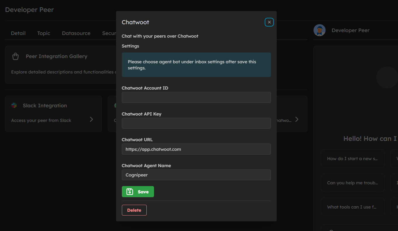 Chatwoot channel