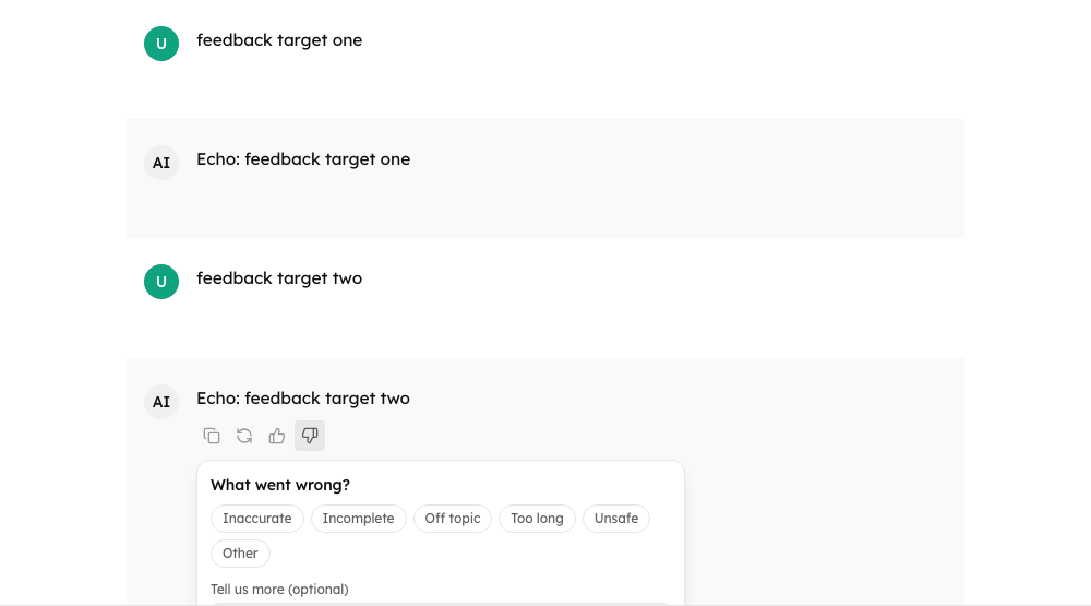 The feedback form