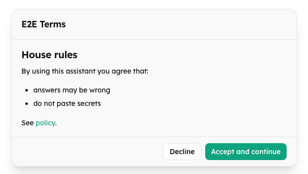The terms gate dialog
