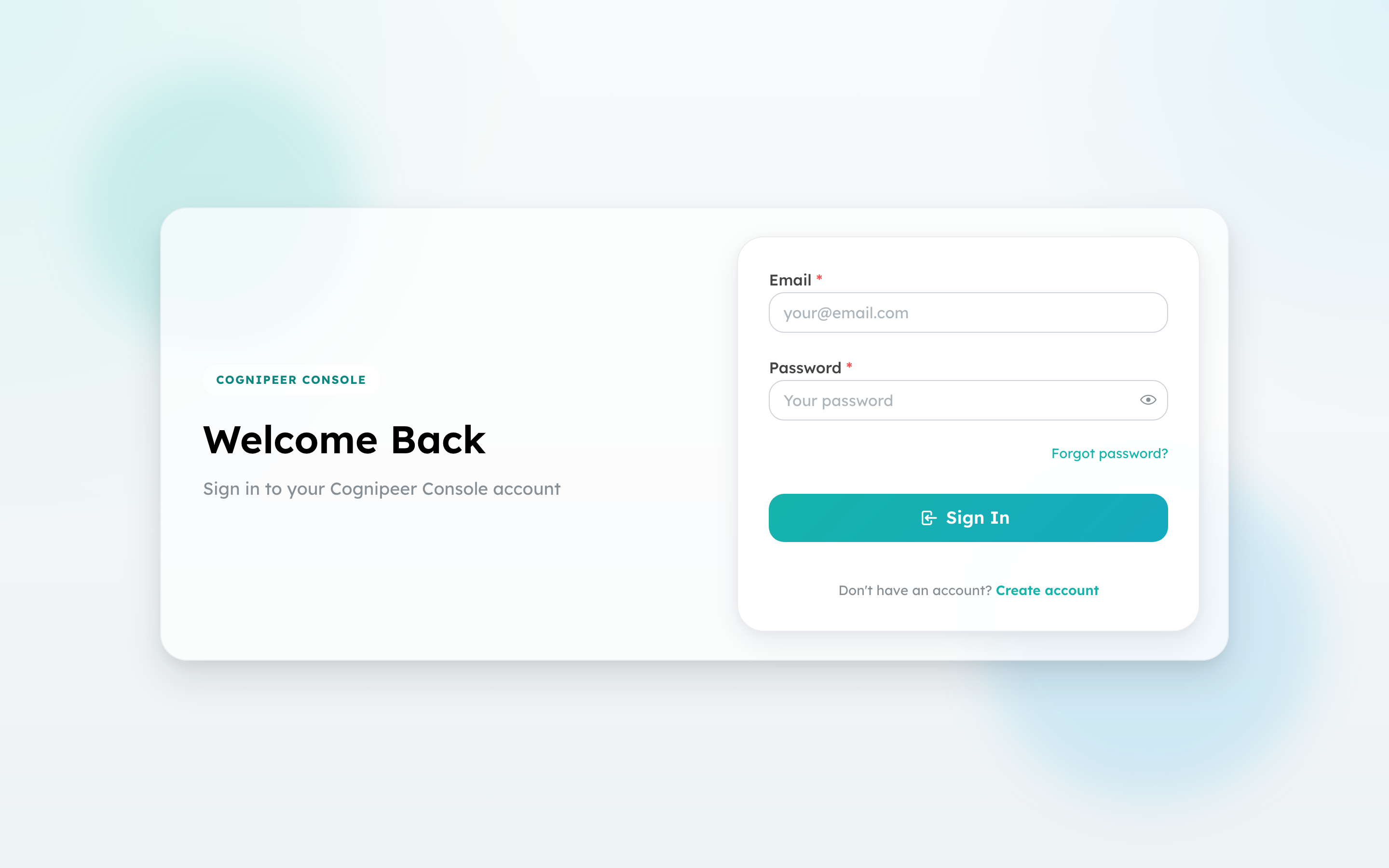 Login screen