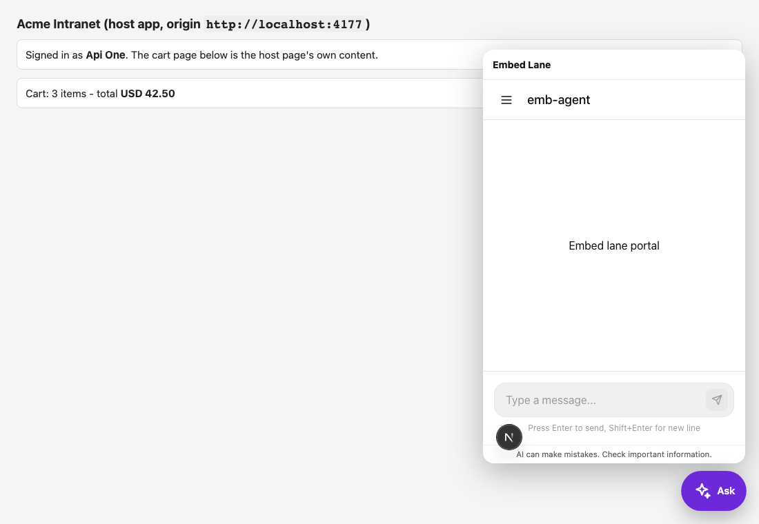 A portal embedded as a chat bubble